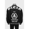 Men's Black Bomber Jacket with Embroidery