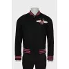 Men's wool bomber jacket with embroidery