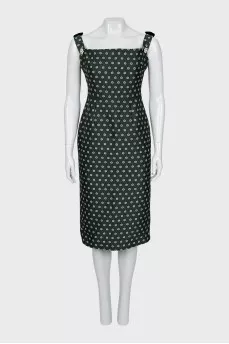 Green dress with floral print
