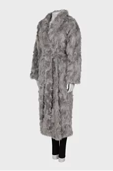 Wrap-around fur coat