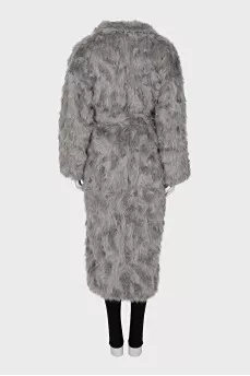 Wrap-around fur coat