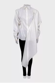 Wool and silk blouse with lacing on the back