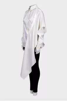 Wool and silk blouse with lacing on the back