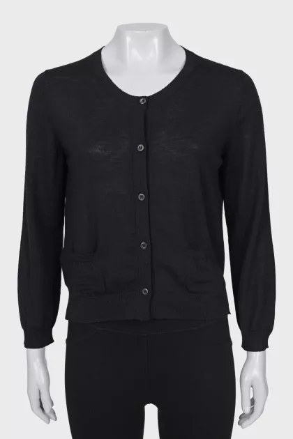 Black wool cardigan
