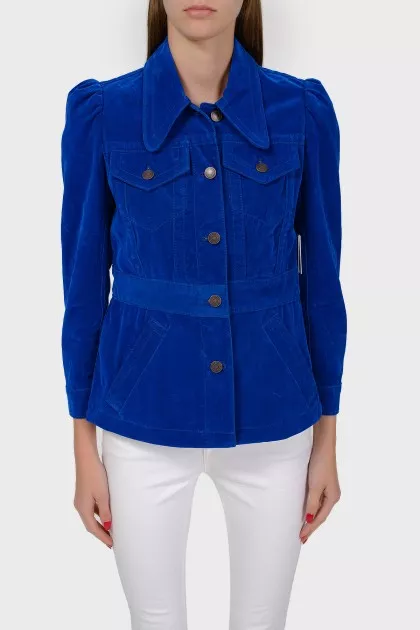 Bright blue blazer with cut-off waist