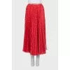 Polka dot print pleated skirt