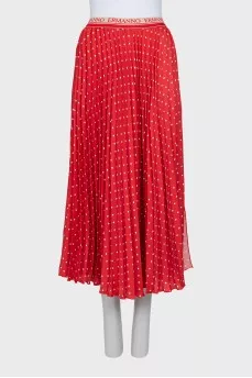 Polka dot print pleated skirt