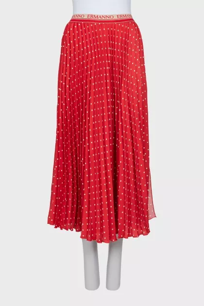 Polka dot print pleated skirt