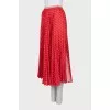 Polka dot print pleated skirt