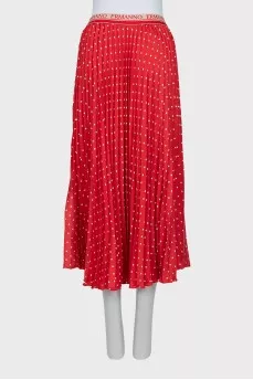 Polka dot print pleated skirt