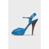 Leather printed heeled sandals