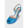Leather printed heeled sandals