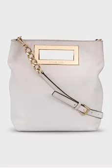 Leather bag with gold handle