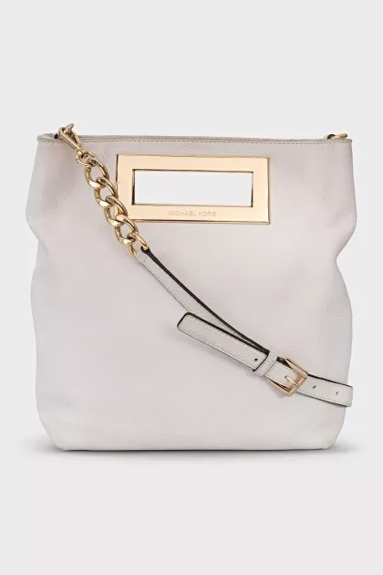 Leather bag with gold handle