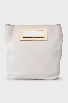 Leather bag with gold handle