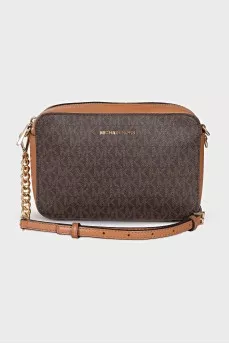 Canvas and leather bag with signature monogram