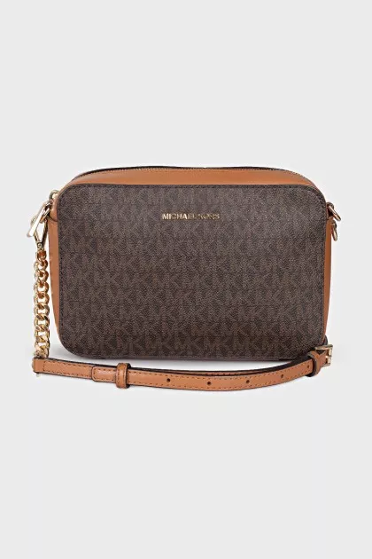 Canvas and leather bag with signature monogram