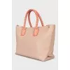 Leather bag with contrasting handles