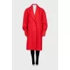 Red coat with relief pattern