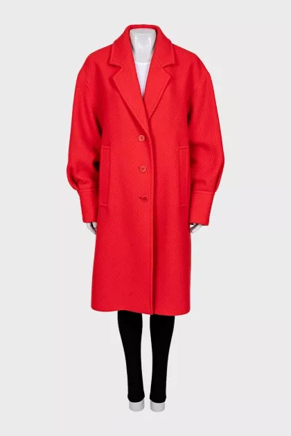 Red coat with relief pattern