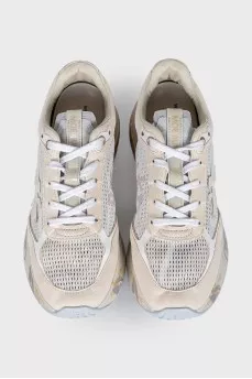 Sneakers made of suede and textile with perforation