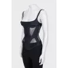 Corset with zipper and transparent inserts