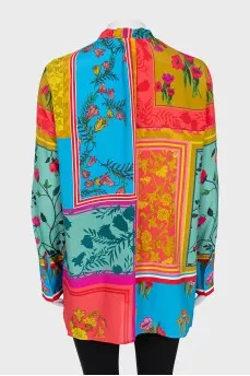 Floral print tie-up blouse