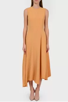 Dress with a corrugated asymmetric skirt