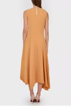 Dress with a corrugated asymmetric skirt