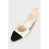 Tweed slingbacks with accent toe
