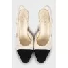 Tweed slingbacks with accent toe
