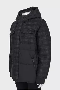 Men's Checkered Print Down Jacket with Tag