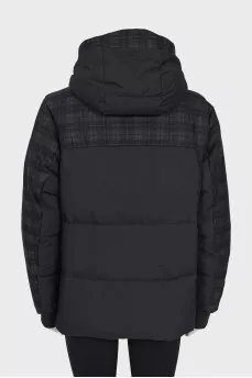 Men's Checkered Print Down Jacket with Tag