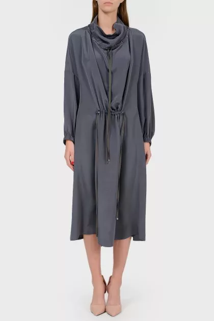 Oversized silk dress with ties
