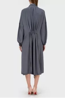 Oversized silk dress with ties