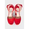 Red suede high heel sandals