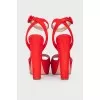 Red suede high heel sandals