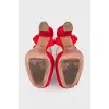 Red suede high heel sandals
