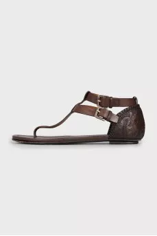 Sandals with embossed leather
