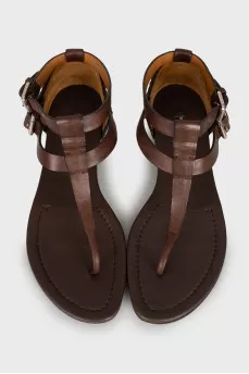 Sandals with embossed leather