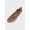 Suede ballet flats with perforation