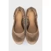 Suede ballet flats with perforation