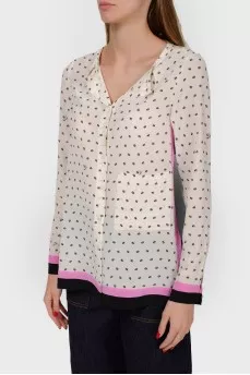 Blouse with pink and black trim