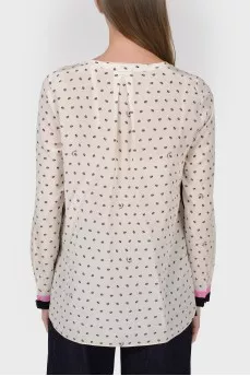 Blouse with pink and black trim