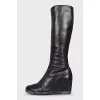 Insulated leather wedge boots