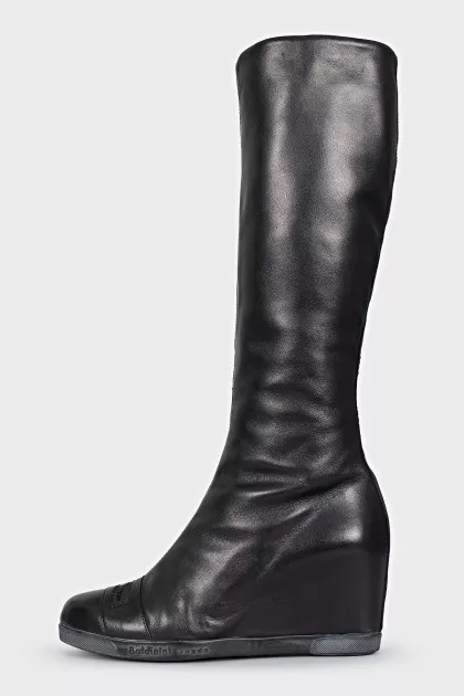 Insulated leather wedge boots