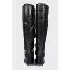 Insulated leather wedge boots