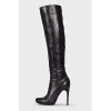 Black leather stiletto boots