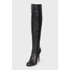 Black leather stiletto boots