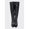 Black leather stiletto boots